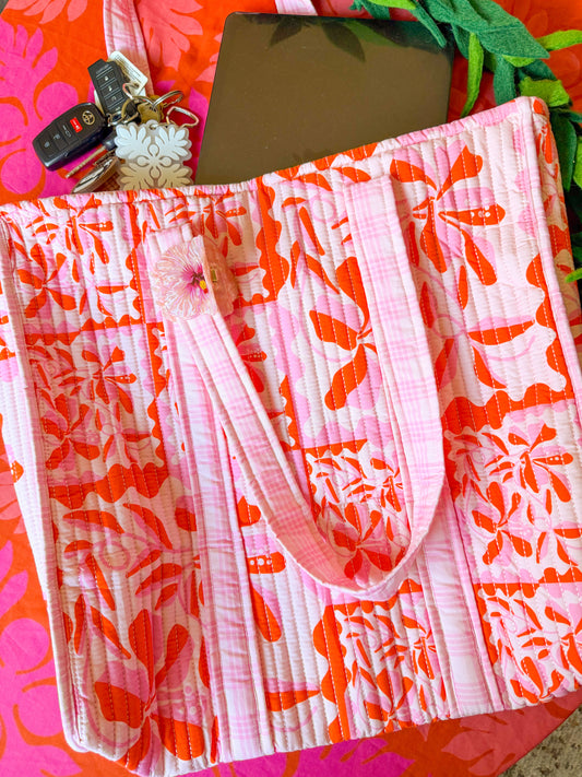 Hibiscus (Pink & Orange) Tutu Lady Bag, Pouch, Coin Purse