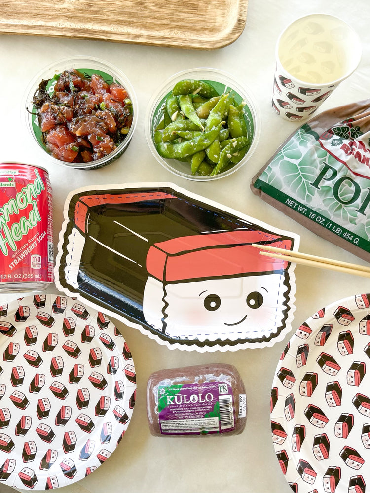 Musubi shaped paper plates