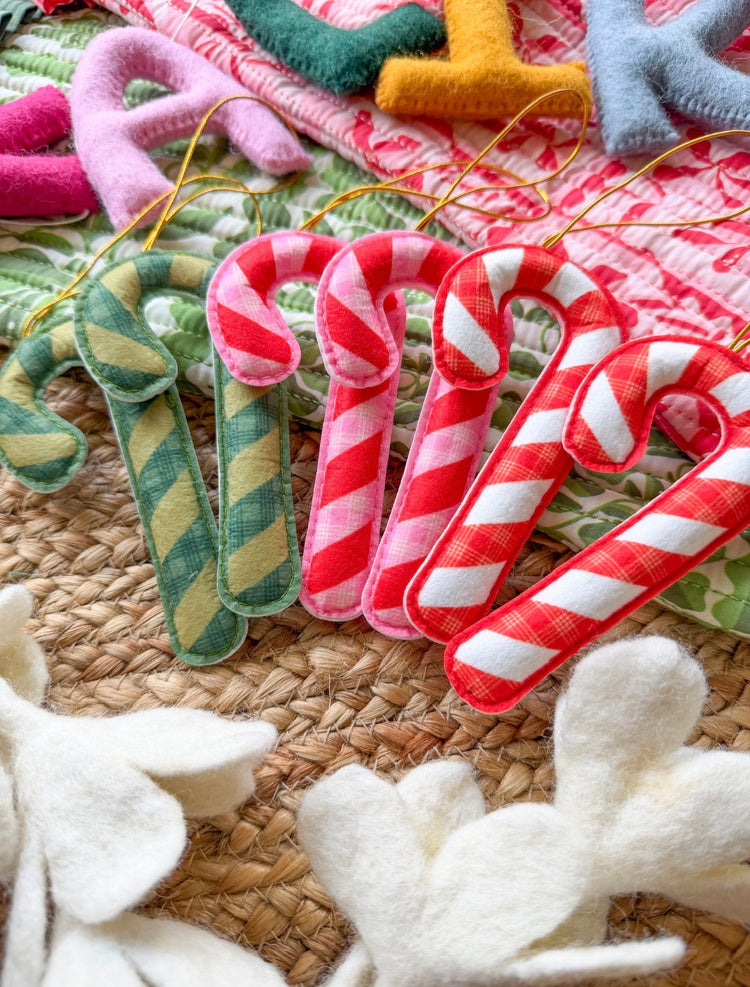Palaka candy cane felt ornament set